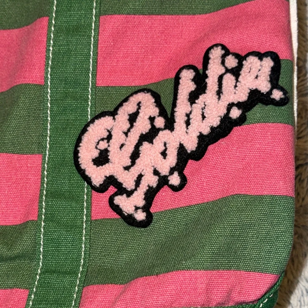 Bath‎ & Body Works Goldie Green and Pink Striped Tote